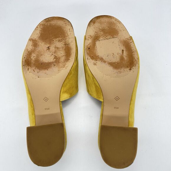 Halogen Faye Asymmetrical Slide Sandal Women’s 9.5M Yellow Suede Preppy Cottage - Picture 9 of 16